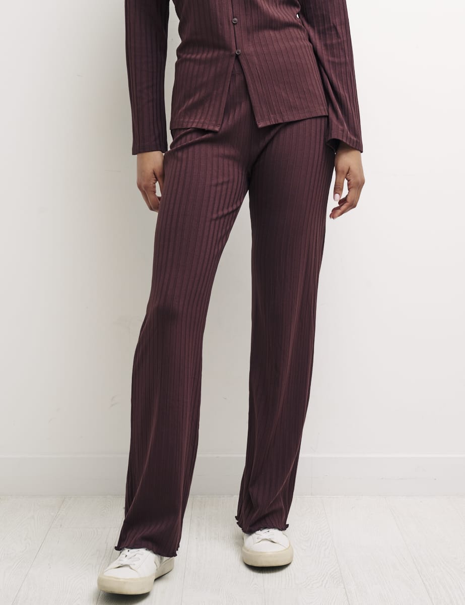 Brown Dallas Flared Rib Trouser