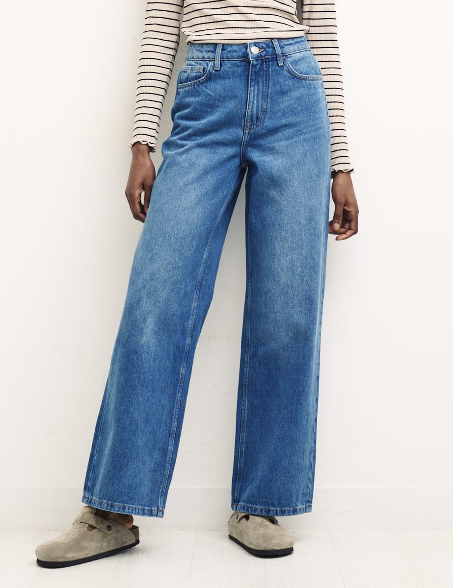 Denim Mid Wash Wide Leg Jean