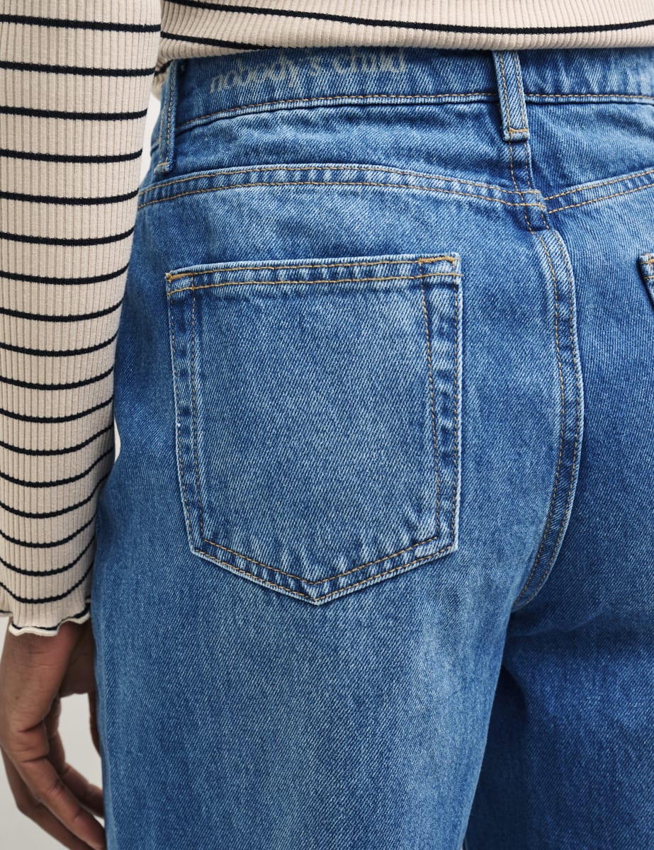 Denim Mid Wash Wide Leg Jean