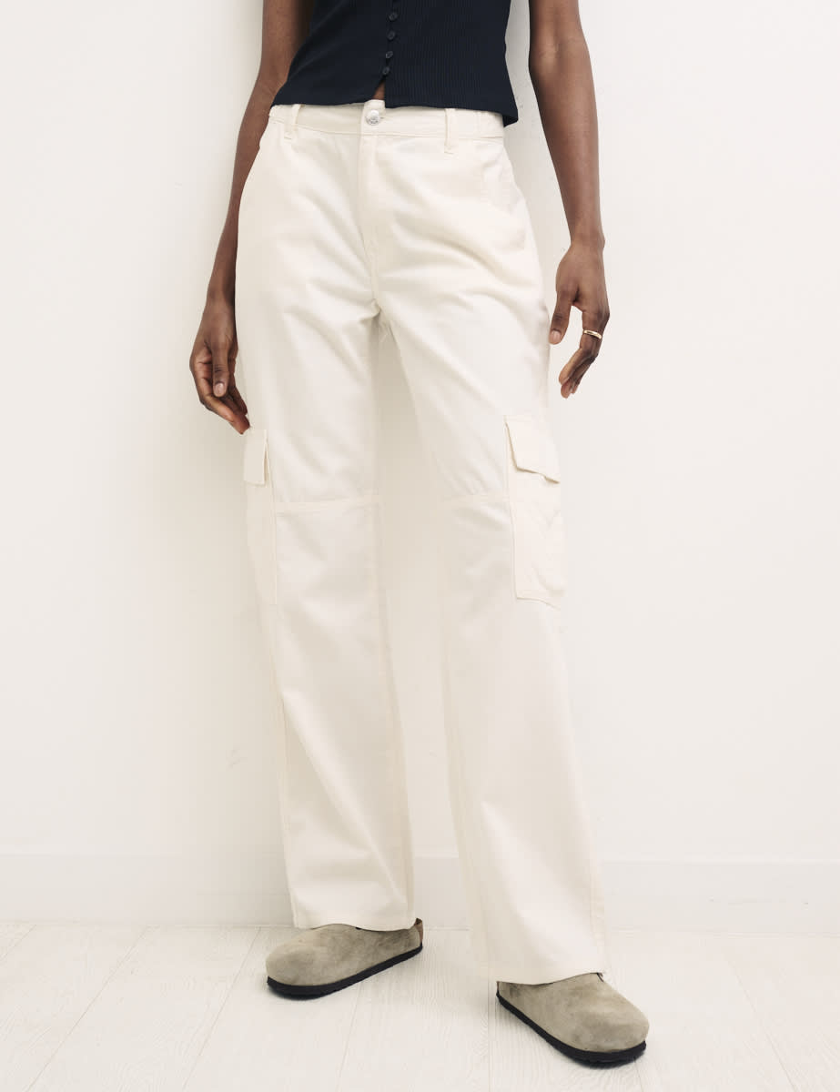 Cream Pansy Utility Pants
