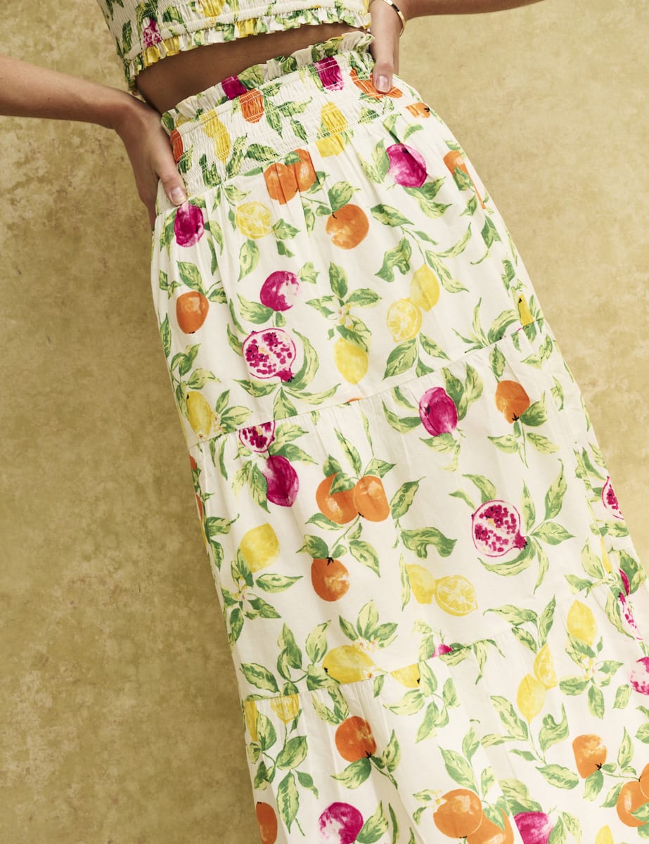 Fearne Cotton Fruit Print Tiered Skirt