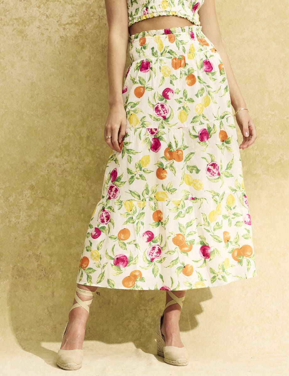 Fearne Cotton Fruit Print Tiered Skirt