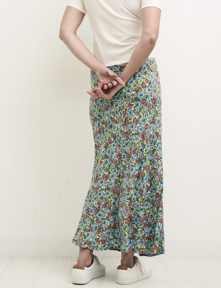 Green Floral Mila Midi Skirt