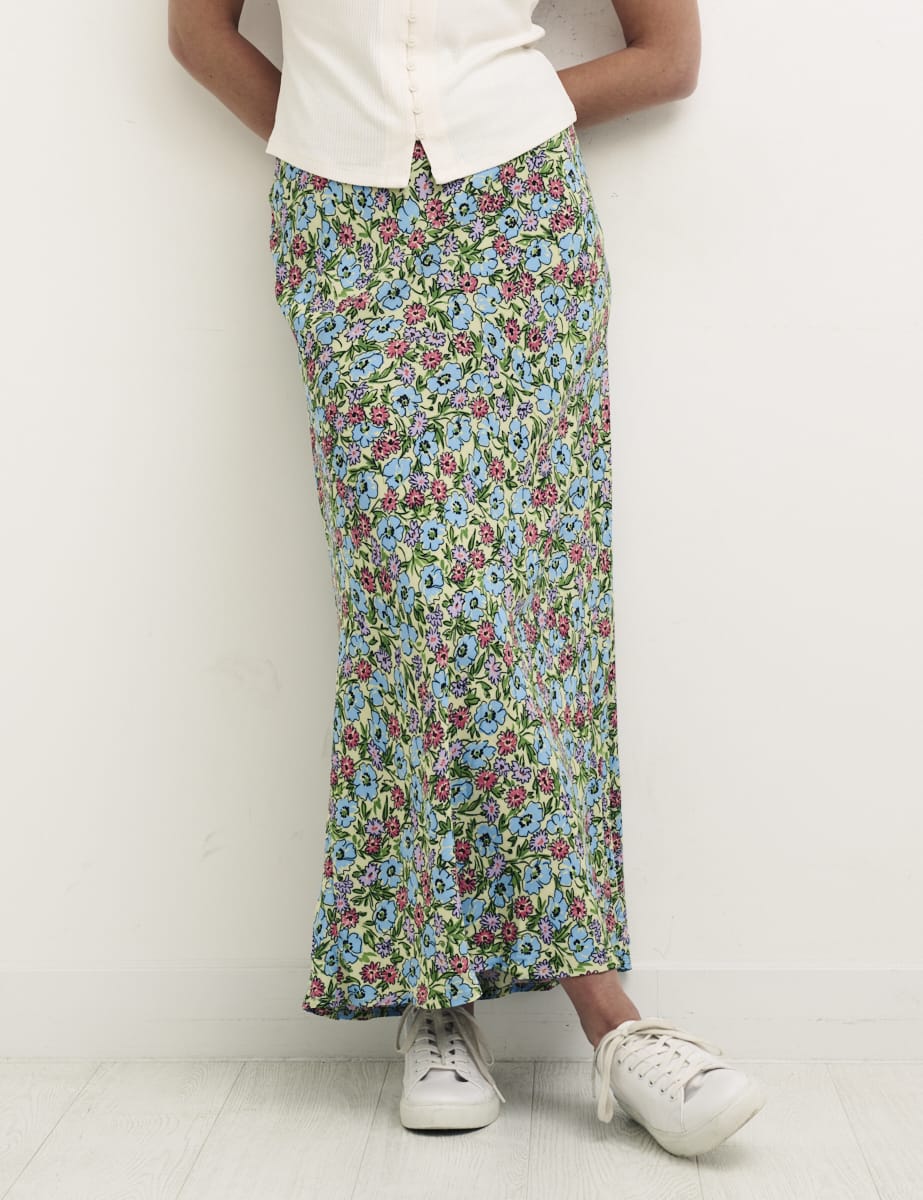 Green Floral Mila Midi Skirt