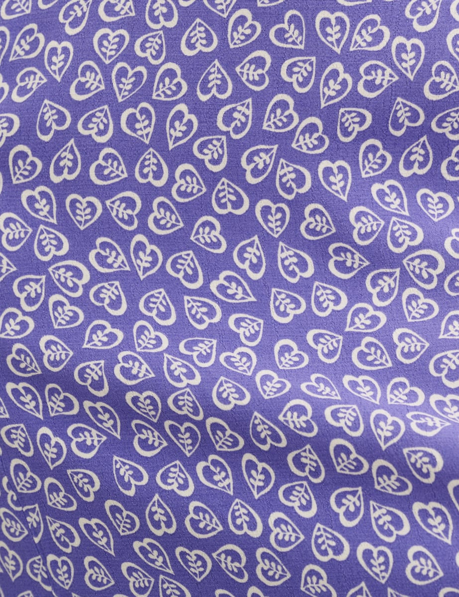 Blue Heart Print Midi Skirt