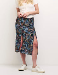 Black Speckle Print Sara Midi Skirt