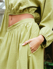 Khaki Green Bianca Midi Skirt