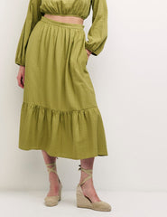 Khaki Green Bianca Midi Skirt