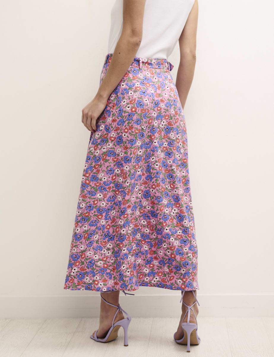 Pink Floral Aurelia Midi Skirt