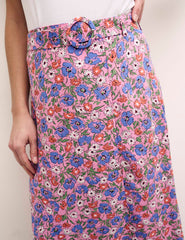 Pink Floral Aurelia Midi Skirt