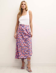 Pink Floral Aurelia Midi Skirt