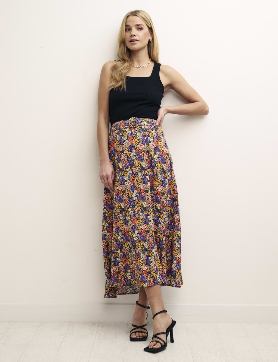 Multi Floral Aurelia Midi Skirt