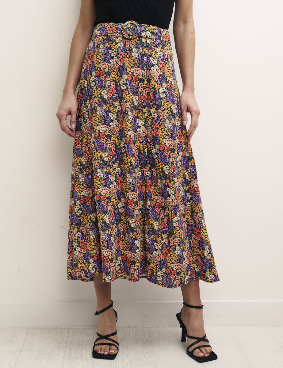 Multi Floral Aurelia Midi Skirt