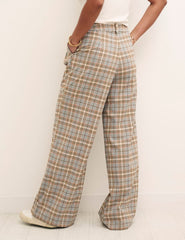 Wide Leg Check Trousers