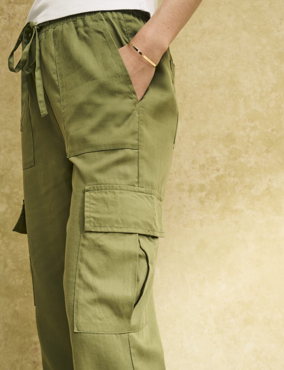 Khaki Green Cargo Utility Joggers