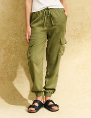Khaki Green Cargo Utility Joggers