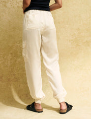 Cream Cargo Utility Joggers