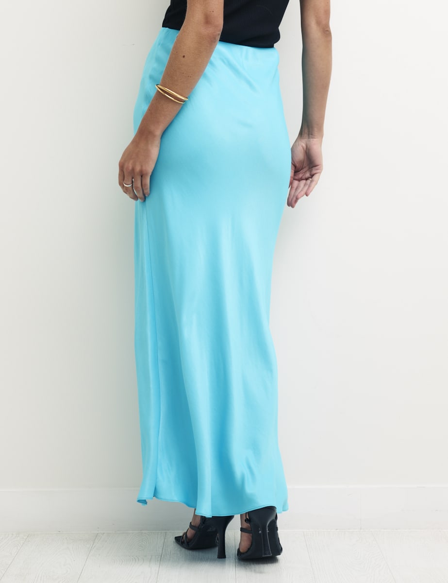 Blue Mila Satin Slip Skirt