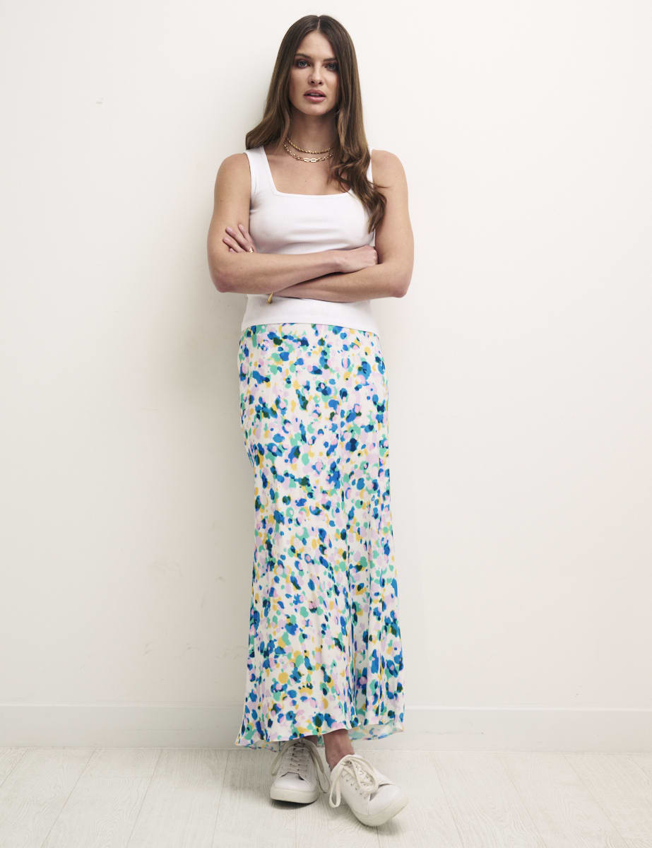 Scattered Spot print Mila Satin Slip Skirt