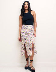 Daisy Floral Print Sara Midi Skirt