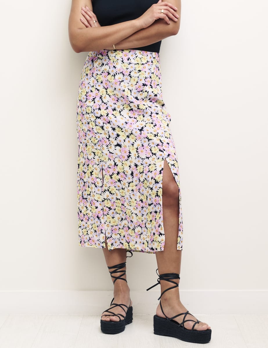 Daisy Floral Print Sara Midi Skirt