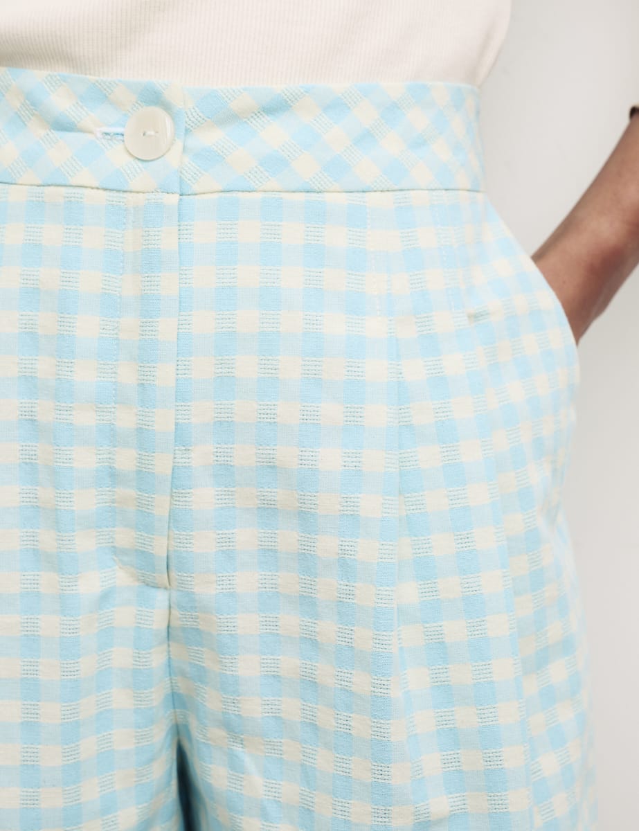 Blue Gingham Check Tyler Tailored Short