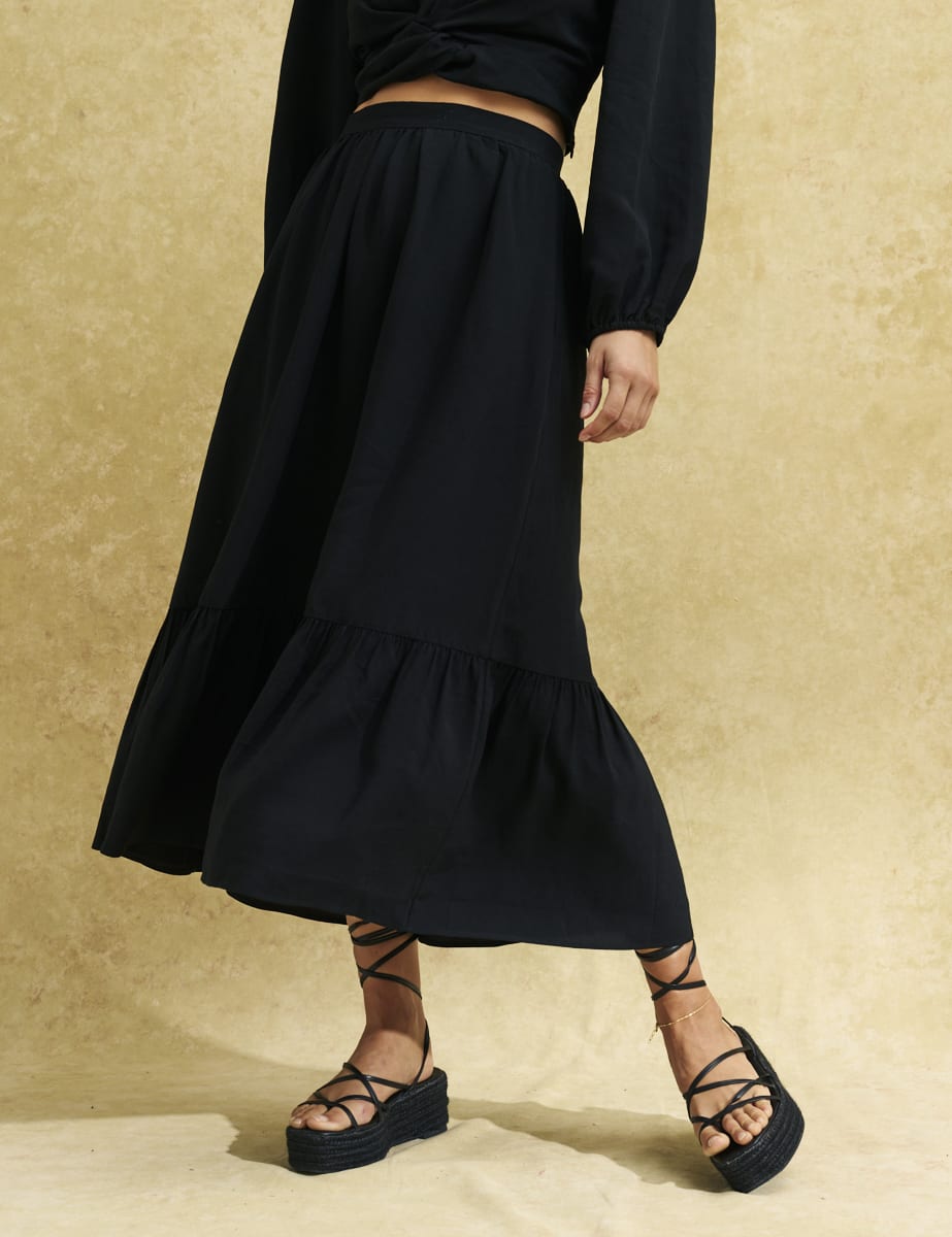 Black Bianca Midi Skirt