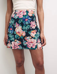 Pink Floral Pearl Mini Skirt