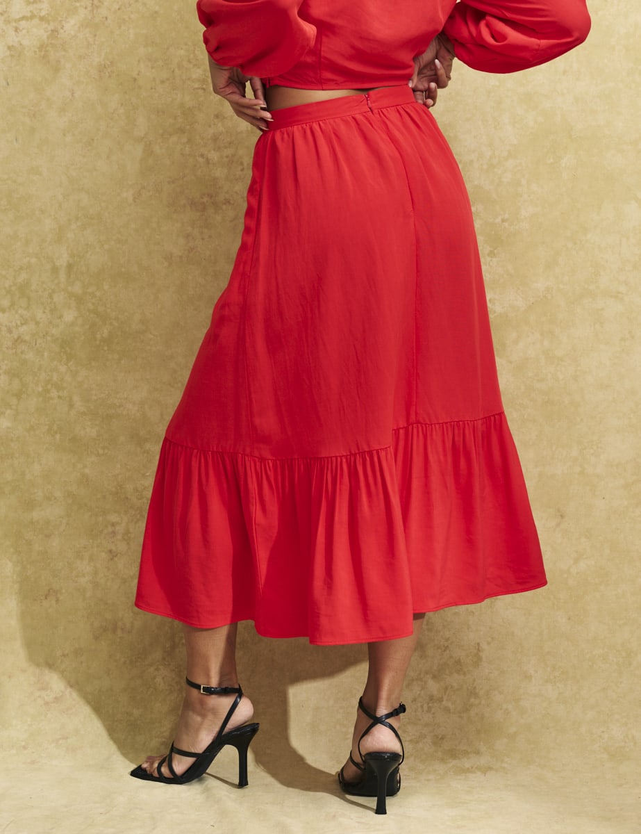 Red Bianca Midi Skirt