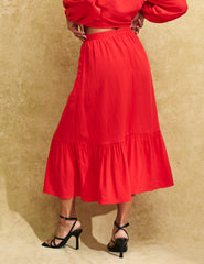 Red Bianca Midi Skirt