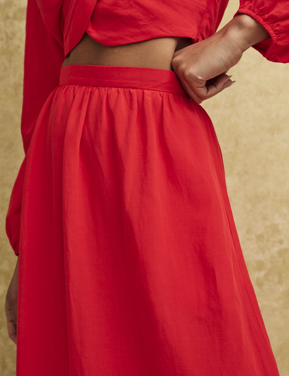 Red Bianca Midi Skirt