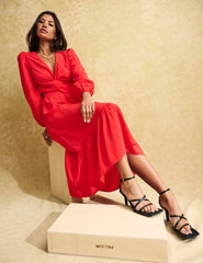 Red Bianca Midi Skirt