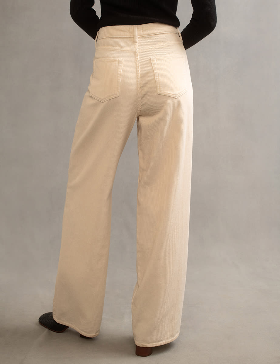Cream Cord Wide Leg Cord Trousers