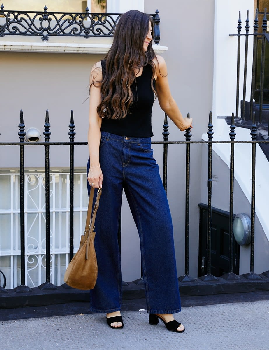 Dark Wash Wide Leg Denim Jeans