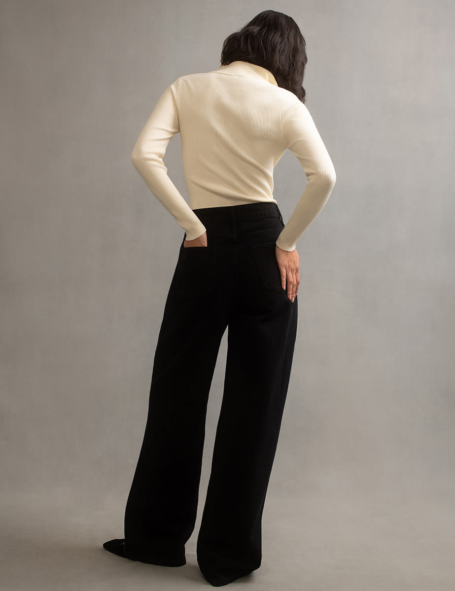 Black Wide Leg Denim Jeans