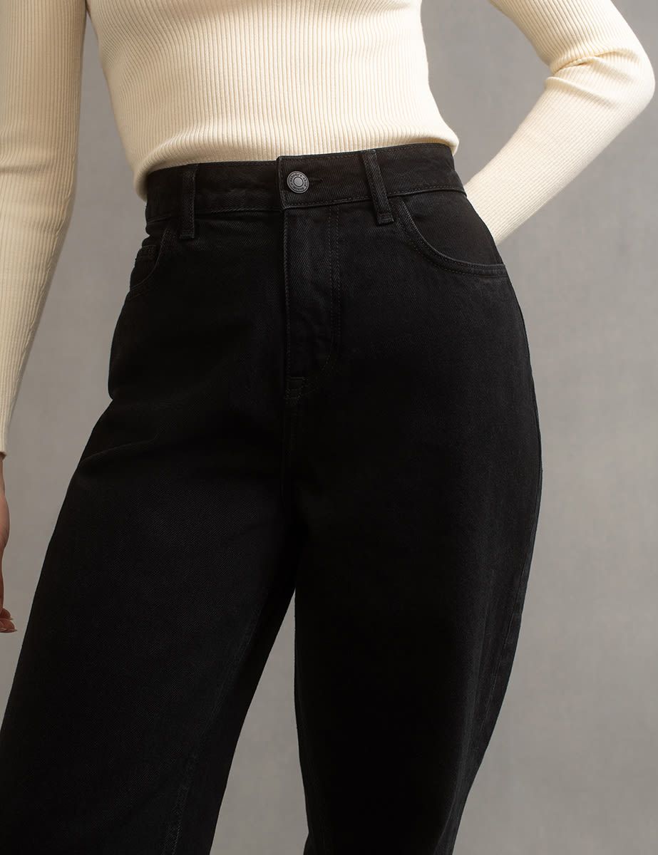 Black Wide Leg Denim Jeans