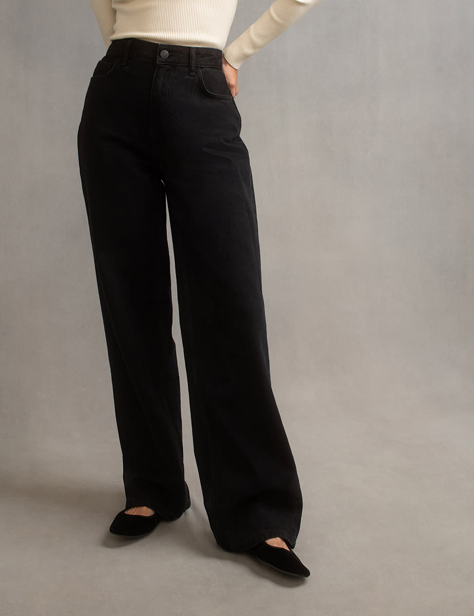 Black Wide Leg Denim Jeans
