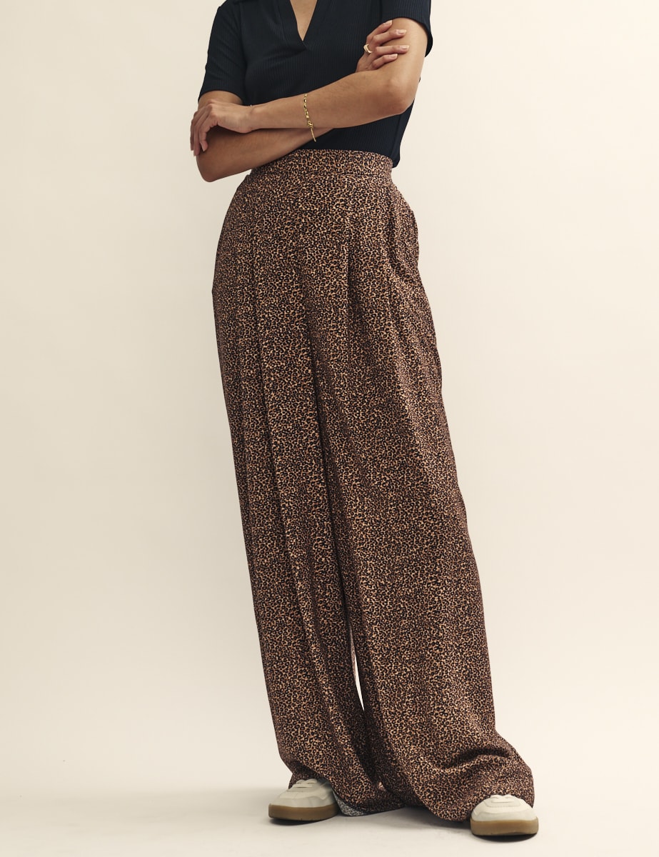Leopard Print Wide Leg Zeena Trousers