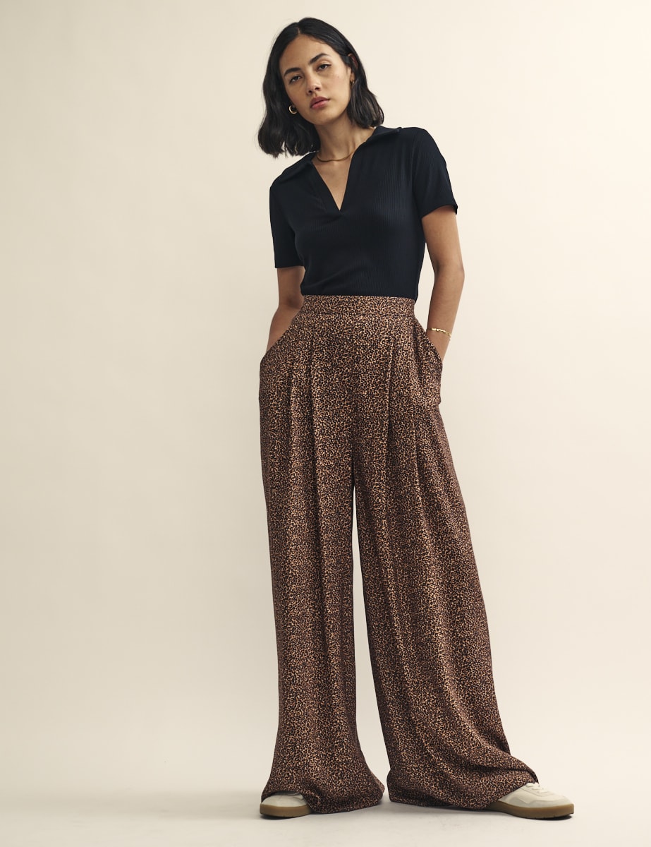 Leopard Print Wide Leg Zeena Trousers
