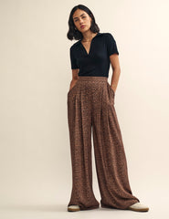 Leopard Print Wide Leg Zeena Trousers