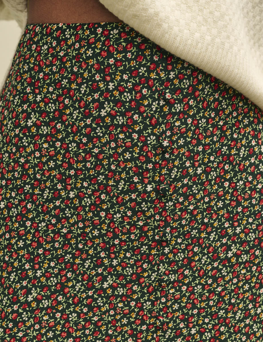 Green Floral Sadie Midi Skirt
