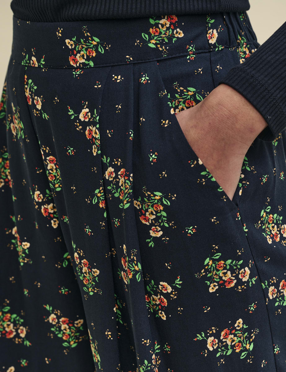 Black Wildflower Wide Leg Zeena Trousers