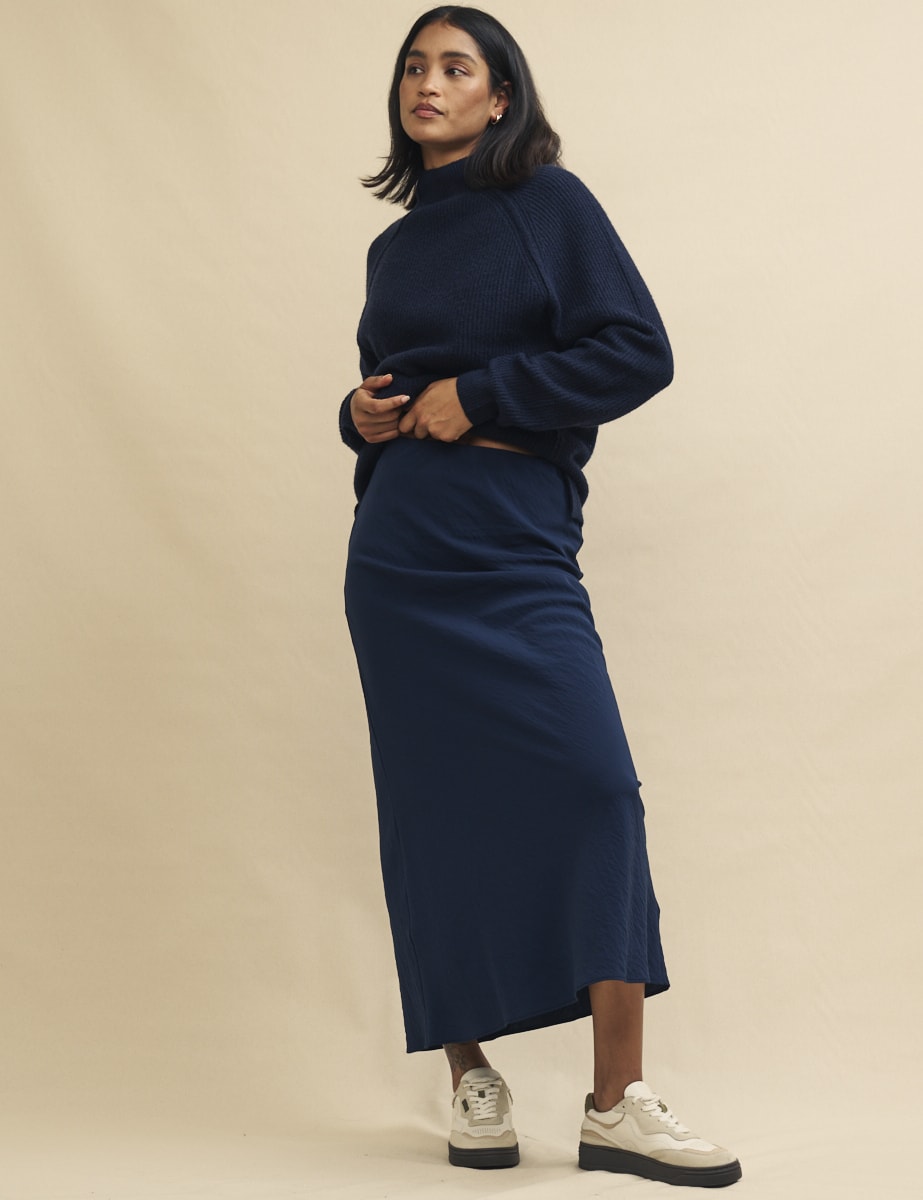 Navy Slip Mila Midaxi Skirt