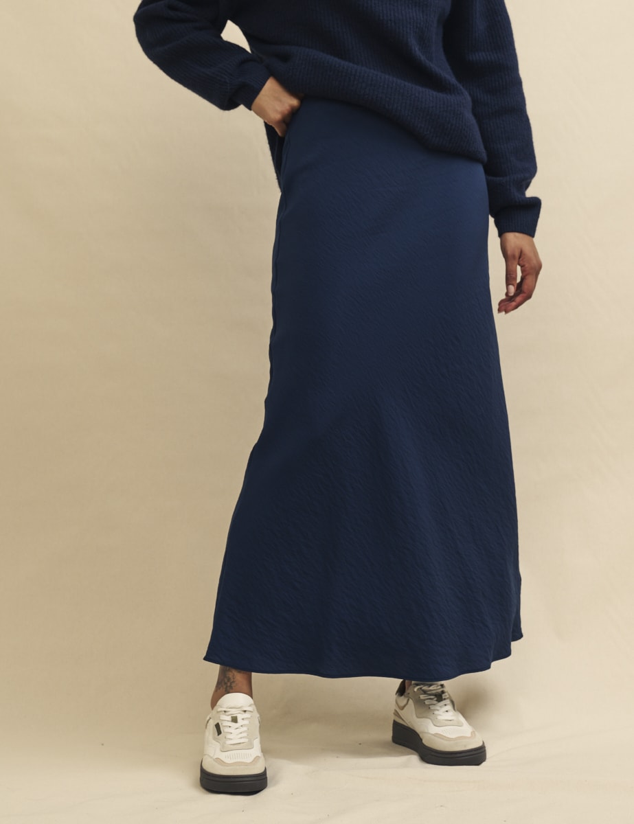 Navy Slip Mila Midaxi Skirt