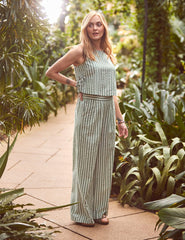 Fearne Cotton Green Stripe Wide Leg Trousers