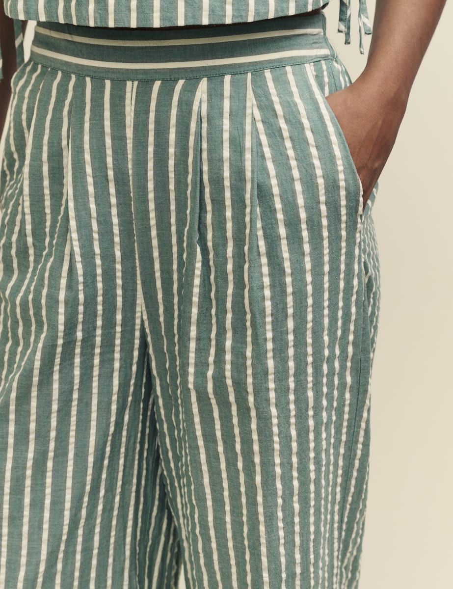 Fearne Cotton Green Stripe Wide Leg Trousers