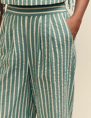 Fearne Cotton Green Stripe Wide Leg Trousers