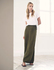 Petite Khaki Linen-blend Mila Midi Skirt
