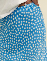Blue Daisy Print Mila Midi Skirt