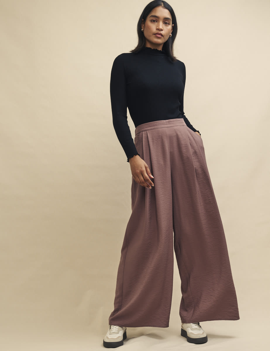 Dusky Pink Wide Leg Zeena Trousers